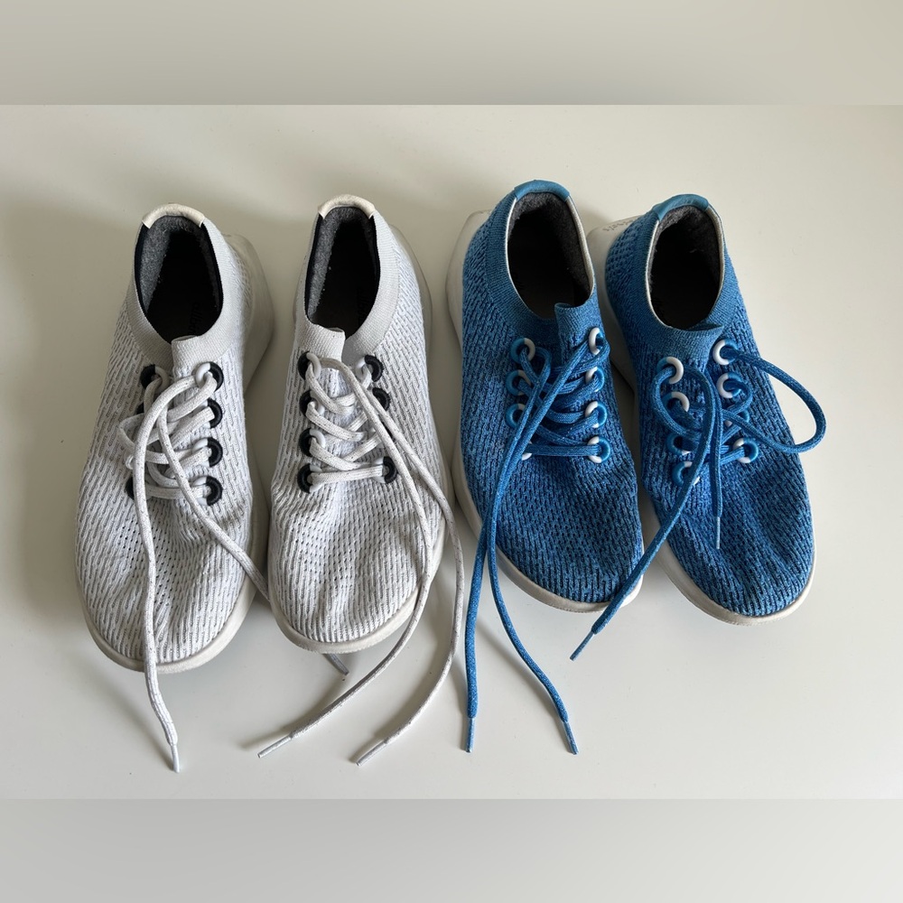 10 Women’s Allbirds Tree Dasher 2 lot of pairs blue white knit active washable